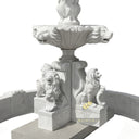 Large Cascading Water Feature With Monumental Lion Head Tiered Marble Fountain 102" Tall