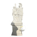 Large stone garden ornament of Athena and Hermes in White Marble