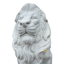 Lions Statues White Marble Vigilant Seated Guardian