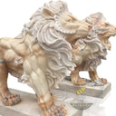 Lion Garden Statue Sunset Red Marble Roaring Prowler