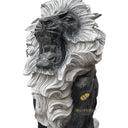 Lion Garden Statue Black Limestone Roaring Pair