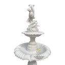 Two-Tier Marble statuary Fountain with Dolphin Sculpture 65" Tall