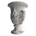 Tall outdoor planters Sculpted White Marble Urn Pair