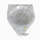 Fluted Geometric White Marble Pedestal Sink 33.4" Tall