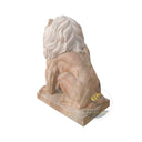 Lion Sculpture Sunset Red Marble Roaring Guardian