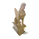 Marble Statue Classic Beige Limestone Standing Lion Pair