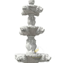 Large Cascading Water Feature With Monumental Lion Head Tiered Marble Fountain 102" Tall