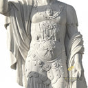 Stone garden ornaments of Roman warrior pair in white marble