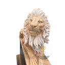 Lion Statues In Front Of House Sunset Red and Light Green Marble Pair