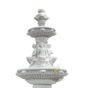 Lion Water Fountain Outdoor White Marble Three-Tiered Statuary Pool