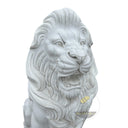 Lions Statues White Marble Vigilant Seated Guardian