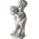Stone statuary white marble cherub garden set