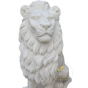 Outdoor Lion Statue White Marble Noble Guardian