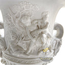 Tall outdoor planters Sculpted White Marble Urn Pair