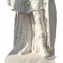 Stone garden ornaments of Roman warrior pair in white marble