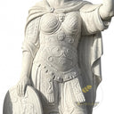 Stone garden ornaments of Roman warrior pair in white marble