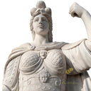 Stone garden ornaments of Roman warrior pair in white marble