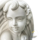 Stone statuary white marble cherub garden set