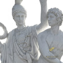 Large stone garden ornament of Athena and Hermes in White Marble