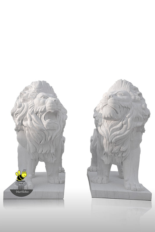 white marble lion sculpture