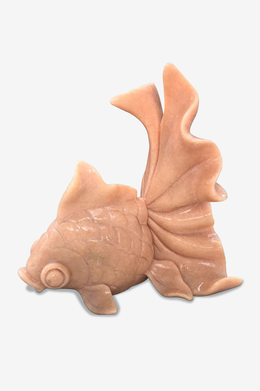 Hand Carved Wood Detailed Sculpture - Goldfish