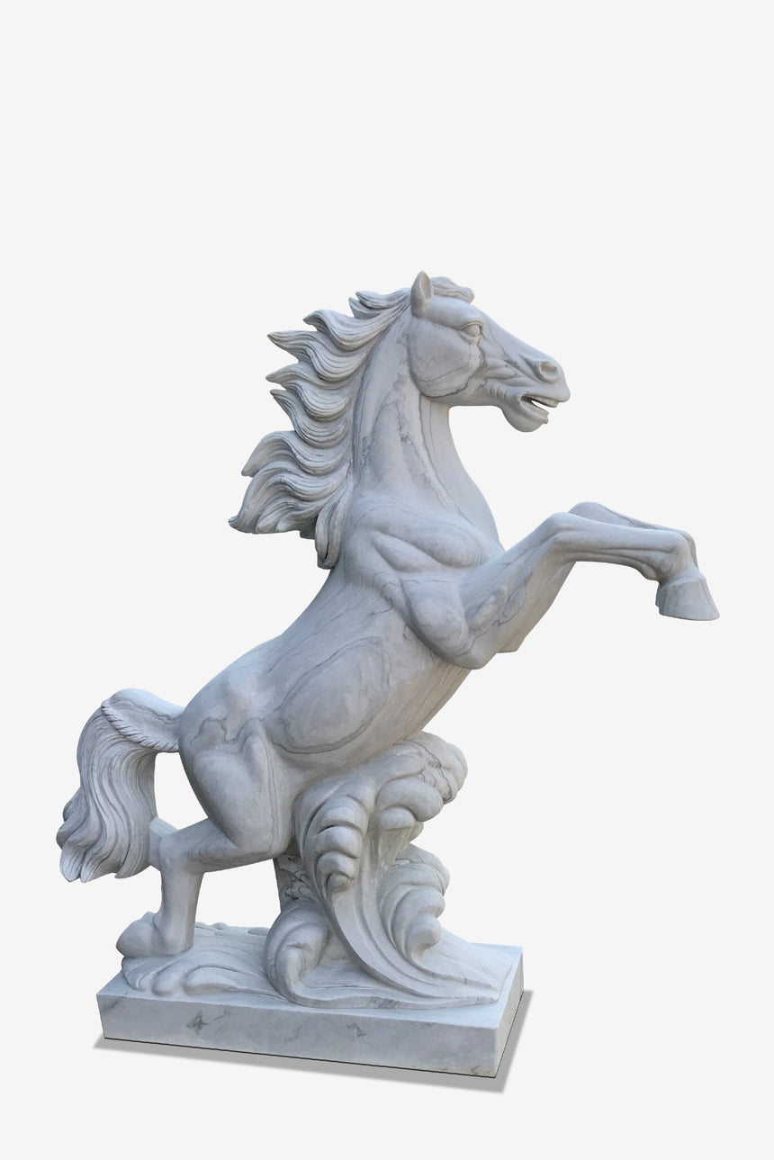 Life-Size White Horse Stone Sculpture For Sale