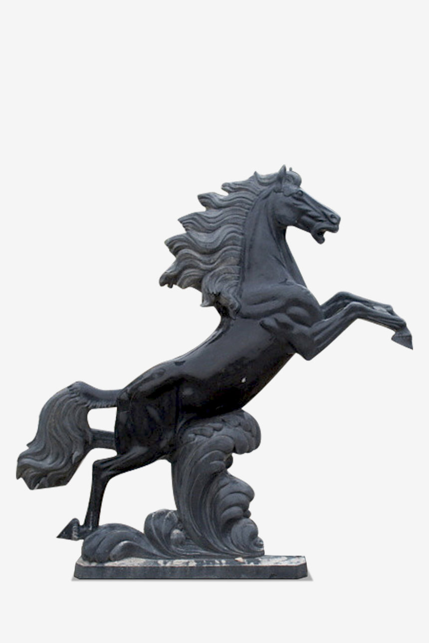 Buy Life-Size Black Horse Stone Sculpture