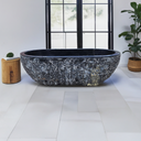 Black Marble Tub – Chiseled Outside, Polished Inside, In Stock