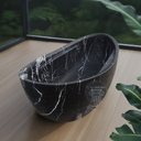Black Stone Bathtub Crafted from Nero Marquina Marble