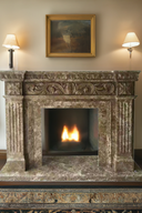 Brown Marble Fireplace hand-carved from Emperador Dark Marble