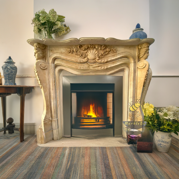 Carved Limestone Fireplace for sale