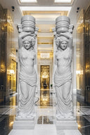 Colonne romaine en marbre avec cariatide