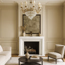 White stone fireplace Bolection Volaska Marble