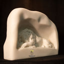 Mini Marble statue replica of rock relief of a lion