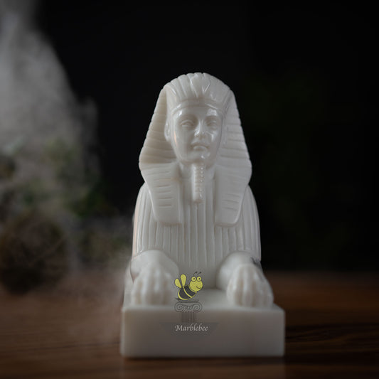 Sphinx statue in white marble