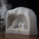 Mini Marble statue replica of rock relief of a lion