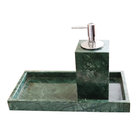 Plateau d'accessoires de salle de bain en marbre vert