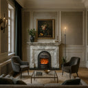 Tall Arabescato Marble Fireplace