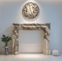 Unique Marble Fireplace | Italian Valgri White Marble 47.24" Tall