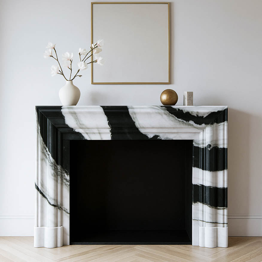 Modern Marble Fireplace | Panda White Marble