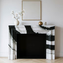 Modern Marble Fireplace | Unique Panda White Marble 47.24" Tall