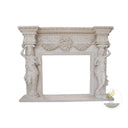 Marble Fireplace Surround | Egyptian Beige Female Figures Columns 72.05" Width x 55.91" Tall
