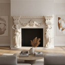 Marble Fireplace Surround | Egyptian Beige Female Figures Columns 72.05" Width x 55.91" Tall