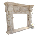 Marble Fireplace Surround | Egyptian Beige Female Figures Columns 72.05" Width x 55.91" Tall