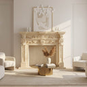 Marble Fireplace Surround | Egyptian Beige Full Floral Carving 66.93" Width x 58.27" Tall