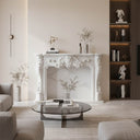 Marble Fireplace Surround | White Marble Quilted Panel Carving 70.87" Width x 50.79" Tall