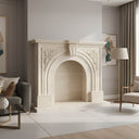 Travertine Mantel | Simple Curved Corbel Legs 50.79" Width x 43.31" Tall