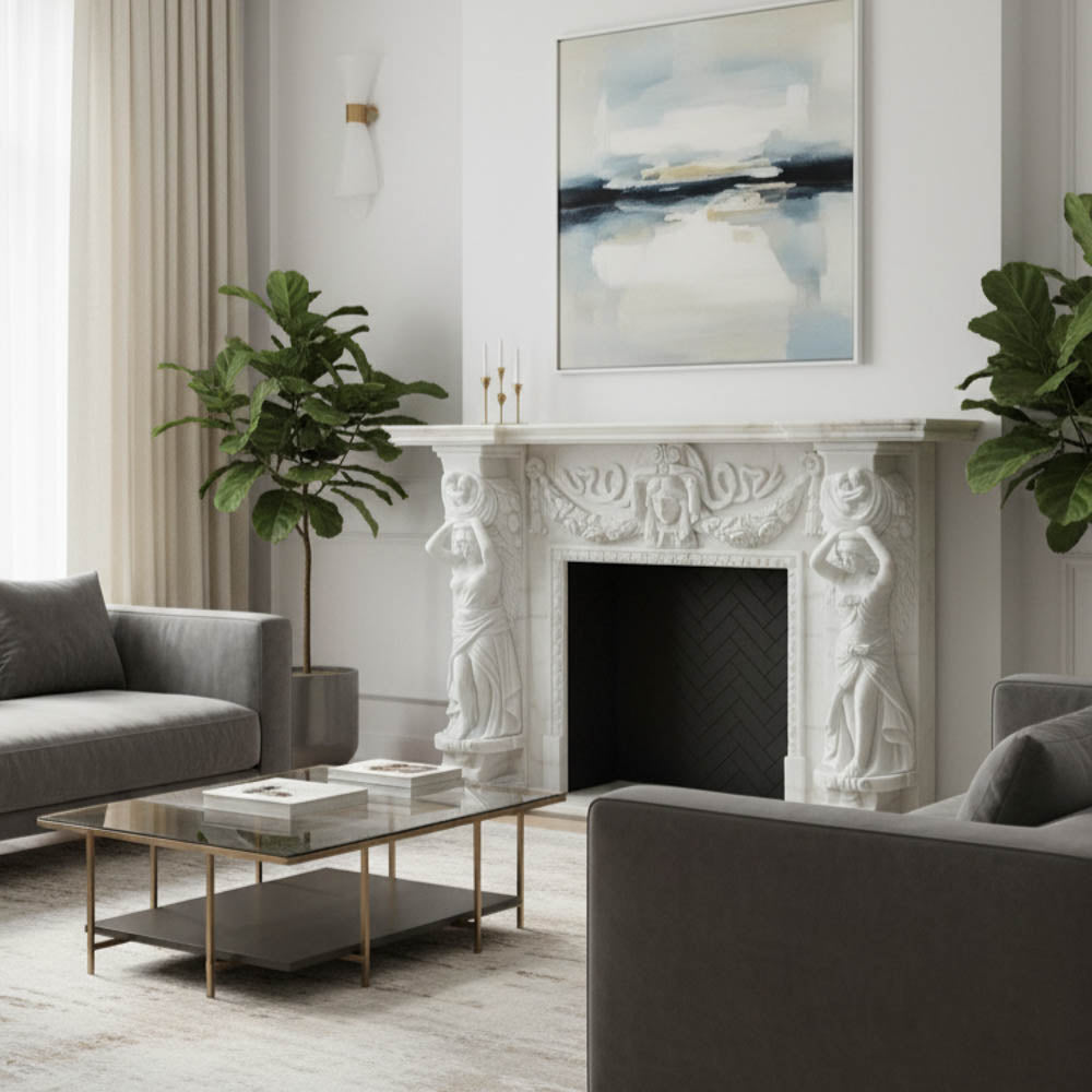 Victorian Marble Mantel | Rococo Shell Frieze 72.05