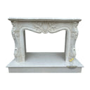 White Marble Mantel | Caryatid Frieze Carving 64.17" Width x 55.12" Tall