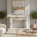 White Marble Mantel | Caryatid Frieze Carving 64.17" Width x 55.12" Tall
